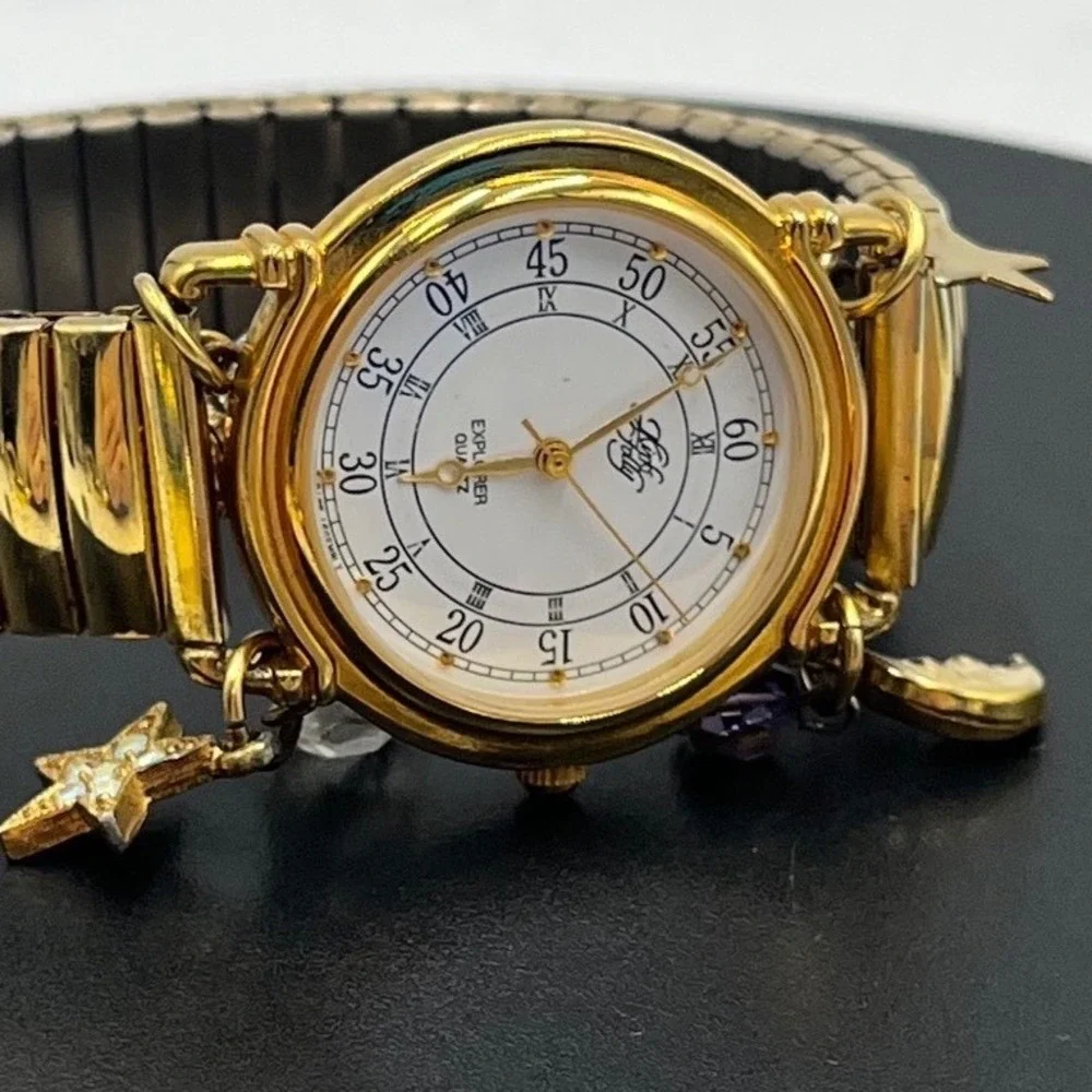 Kirks Folly Explorer Quartz Dangling Charm Expandable Band Watch New Battery